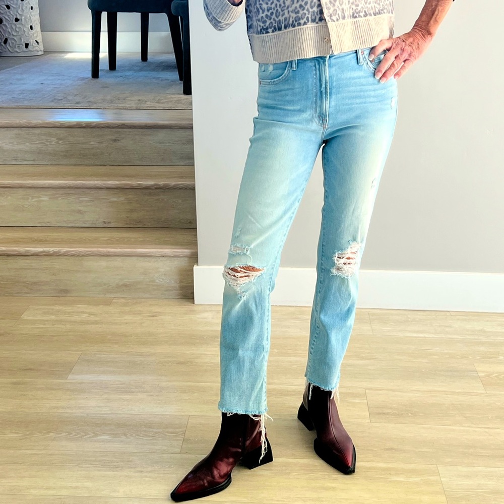Mother cropped denim, frayed hem